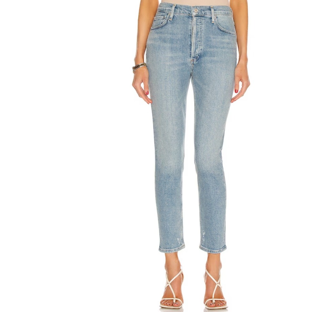 Agolde Nico High Rise Slim Fit Ankle Jean in‎ Embark Light Blue Size 28